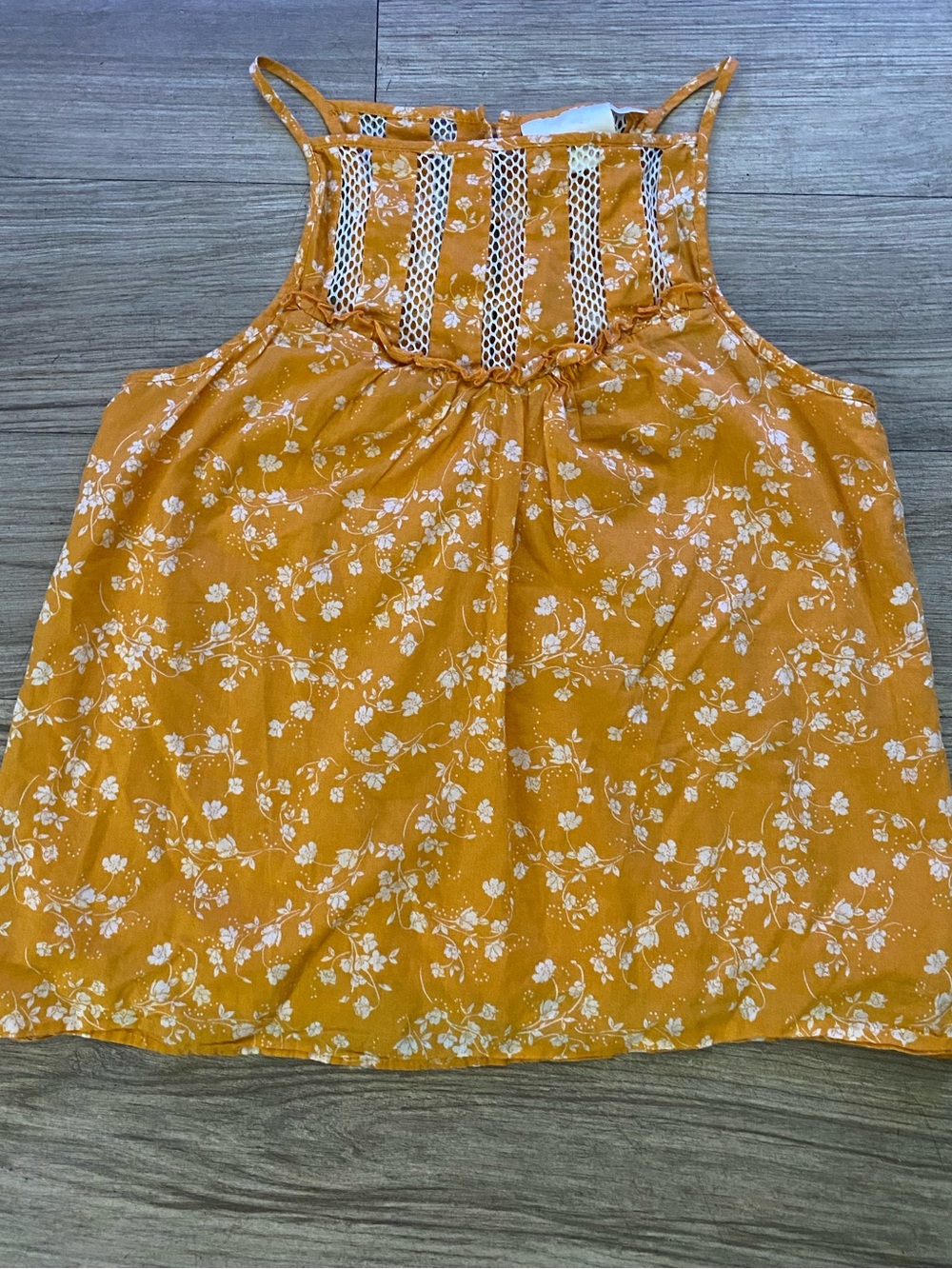 Anthropologie Mustard and White Floral Tank Blouse